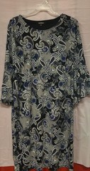 Glamour Dress Size 20w Beautiful Blue Paisley On Black Dress With Bell Sleeves
