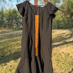 Handmade Mexican Artisan Black Embroidered Dress Size M