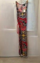 Lucky Brand (optional belt) Maxi Dress/ Bathing Suit Cover Up, Red Multi , NWT
