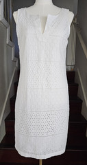 Banana Republic White Eyelet Sleeveless Dress 10 Lined Cotton Summer Resort