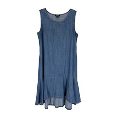 Lord & Taylor Chambray Dress Womens Size Small Blue Lyocell Flounce Hem