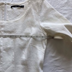 Jarbo Midi Dress, Linen/spandex. Zip. 3/4 Sleeves. Luxury, Classic, Fitted. S 36