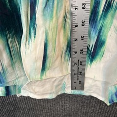 Candace Cameron Bure Printed Woven Mini Dress Medium Blue Abstract Jade Boho