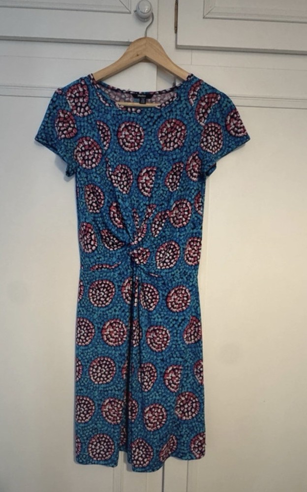 Hatley luna stretch blue patterned Mini dress Size small Great Condition