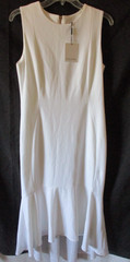 NWT Calvin Klein Dress 10 Hi Low Trumpet WHITE Sleeveless Stretch Crepe mermaid