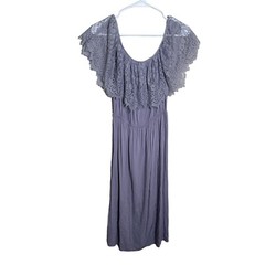 J For Justify Dress Women&rsquo;s Small Purple Lace Off The Shoulder Long Casual Solid