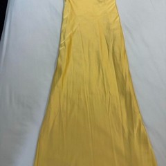 DAZIE Yellow Satin Lace Trim Midi Dress | Size AU 8 | Butter Yellow Slip Dress