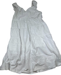Old Navy Womens 3X White Tiered Gauze Dress Lined Sleeveless Smocked Tie Back