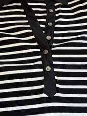 Veronica Beard Bailey Black White Striped Ribbed Polo Dress Size S