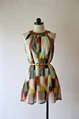 Anthropologie HD In Paris Watercolor Chiffon Beaded Jeweled Shift Dress Women 0P