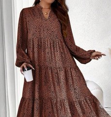 Ankle Length Boho Leopard Print Brown Black Dress SHEIN Women’s XL NWOT