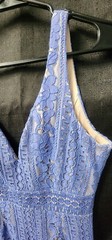 NWOT Selfie Leslie 3D Lace Dress Blue Lavender V Neck Cut Out Lined Sz Medium