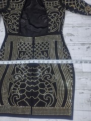Fashion Nova Women&rsquo;s M Black Embellished Dress Gold Studded