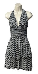 CECE Women&rsquo;s Floral-print Halter Smocked Swim Cover-up Dress In Black, Sz. L