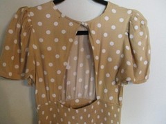NWT AFRM Polka Dot Slit Front Open Back Midi Dress in Sand Size XS