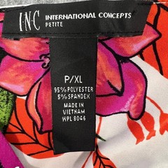 INC International Concepts Petite XL Tropical Floral Handkerchief Hem Dress Pink
