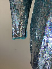 Naeem Khan Riazee Nights Vtg Blue Silver Silk Dress Sequin Holidays Size Medium