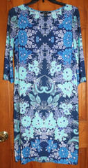 EUC Women&rsquo;s SUITE 7 Floral Print Straight Dress Size 10 Blue Colors Lightweight