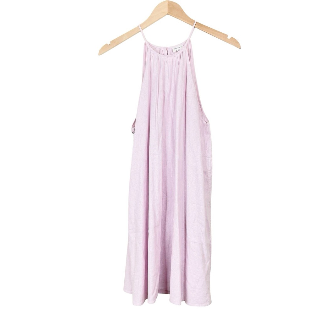 Aritzia Babaton Ban Linen Halter Mini Dress Sleeveless Flowy Pink Size Medium