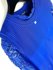 4K New Chanel 2013 Royal Blue Mini Shift Dress 34 36 2 4 White CC Logo S M