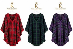Women&rsquo;s Tartan Poncho Cape Shawl Wrap, Women&rsquo;s Highland Tartan Dress