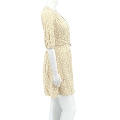 Samsoe Samsoe Dress Womens Small Britt Short Sleeve Wrap Mini Rice Doodle Dot