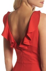 JARLO Red Jemima Ruffle Open Back Mermaid Flare Gown w/ Train 4 US = Small M883