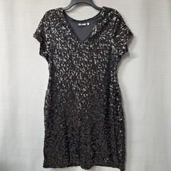 Pretty Guide Short Sequin Dress Black Short Sleeve Stretch Party Cocktail Sz XL