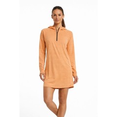 Athleta Illume Hoodie Dress Orange Heather Quarter Zip Small