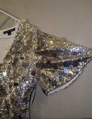 Boston Proper Glamour Paillette Dress NWT Silver Sequin A-Line Size 10
