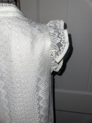 AS U WISH Crochet Mini Dress Shift White Sleeveless Keyhole Back Cottagecore XS