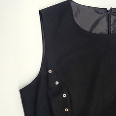 Calvin Klein Dress 12 Black Sleeveless Sheath O-Ring Grommet Career NWT CD3X1B35