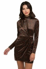 NEW BLACK HALO BRIAR LEOPARD VELVET MINI DRESS OLIVE FELINE SIZE 6 $390.00