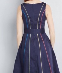 Modcloth Between The Lines Retro A- Line Sleeveless Midi Dress Size S NWT
