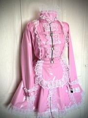 Misfitz sexy pink PVC lockable straitjacket Sissy Maids Dress. SIZE 20. TV CD