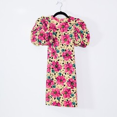 Rotate Birger Christensen Ruby Puff Short Sleeve Floral Flower Print Mini Dress