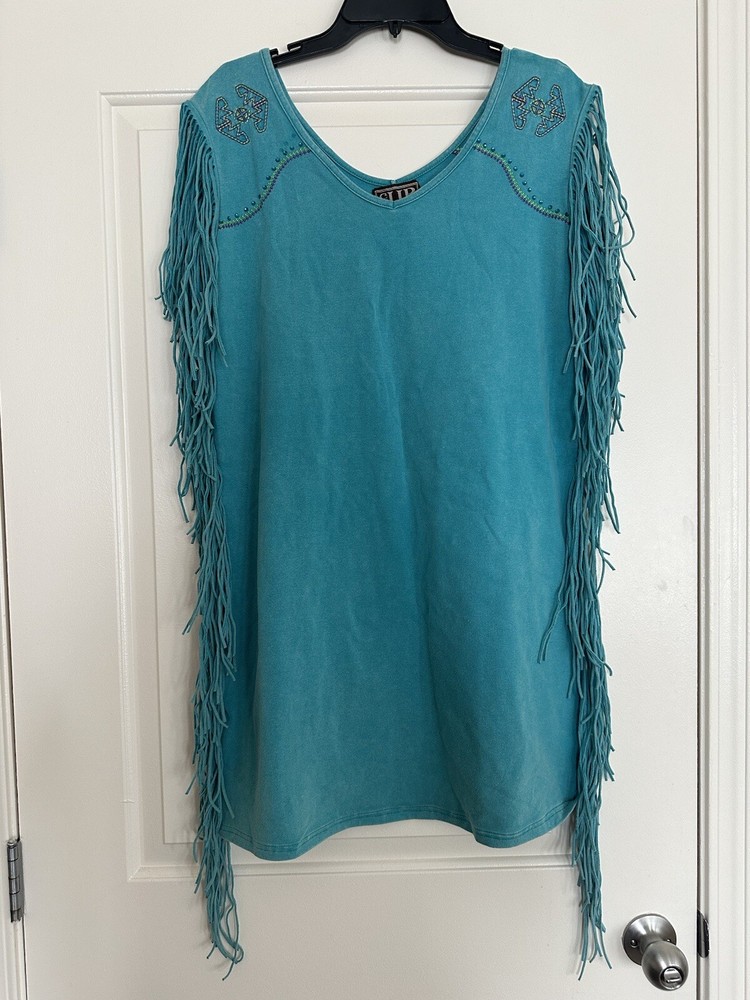 Cowgirl Up Top/Dress With 9” Fringe XL