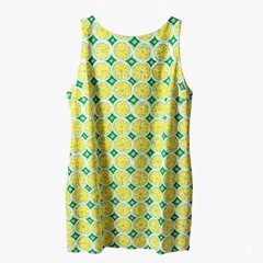 Sail to Sable Women&rsquo;s MEDIUM Yellow Lemon Fruit Print Shift Dress Sleeveless
