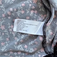 Black Floral Print Dress Red Flowers, Size Small, Elastic Waist, Short Sleeves