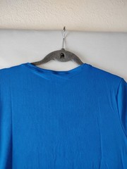Real Essentials Women’s Ribbed V-Neck T Shirt Dress Midi Blue Size Large New