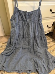 SO Blue Solid Mini dress Square Neck Tiered Strappy Woven Cotton XXL