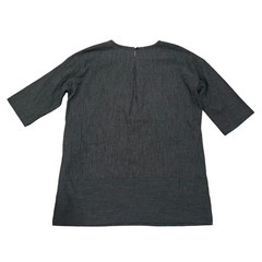 Eileen Fisher Black Tunic Dress Large Cotton Blend Striped Minimalist Lagenlook