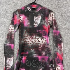 Jaded London Dress 4 Smokey Script Printed Long Sleeve Mesh Mini Y2K Whimsigoth