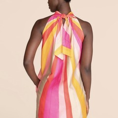 Trina Turk Resort Wear Trapeze Shift Dress Morgan Halter Multicolor Striped S 4