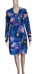Amanda Uprichard Womens Long Sleeved Dress Floral Multicolors Petite Small