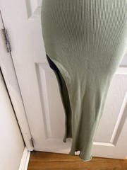 Coco & Beige Sage Green One Shoulder Stretch Maxi Dress Size Small NWT