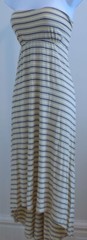 RED HAUTE Ivory Tan Navy Yellow Stripe Strapless Knit Dress Sz L