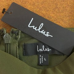 Lulus Womens L Olive Green Square Neck Side Slit Sleeveless Maxi Gown Dress