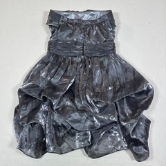 DASH Collection Metallic Silver Strapless Ruffle Bow Tiered Cocktail Dress Small