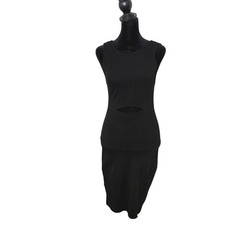 Helmut Lang Black Cutout Bodycon Sheath Short Dress Size M Gala Knit Stretch